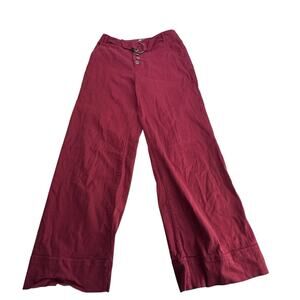 Anthropologie Women's Pants 12 Rust Red Wide Leg Button Fly Double Ring Belt